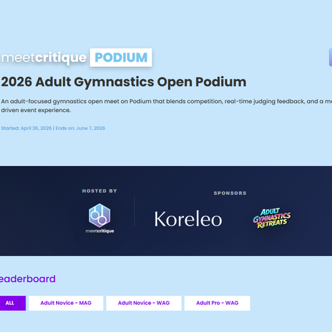 Podium: a virtual meet with its own hosts, sponsors and leaderboard.